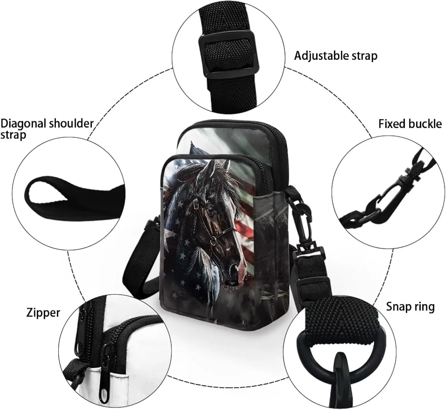 2 Layer Small Crossbody Bags for Women Men, Messenger Bags Waist Case Pack