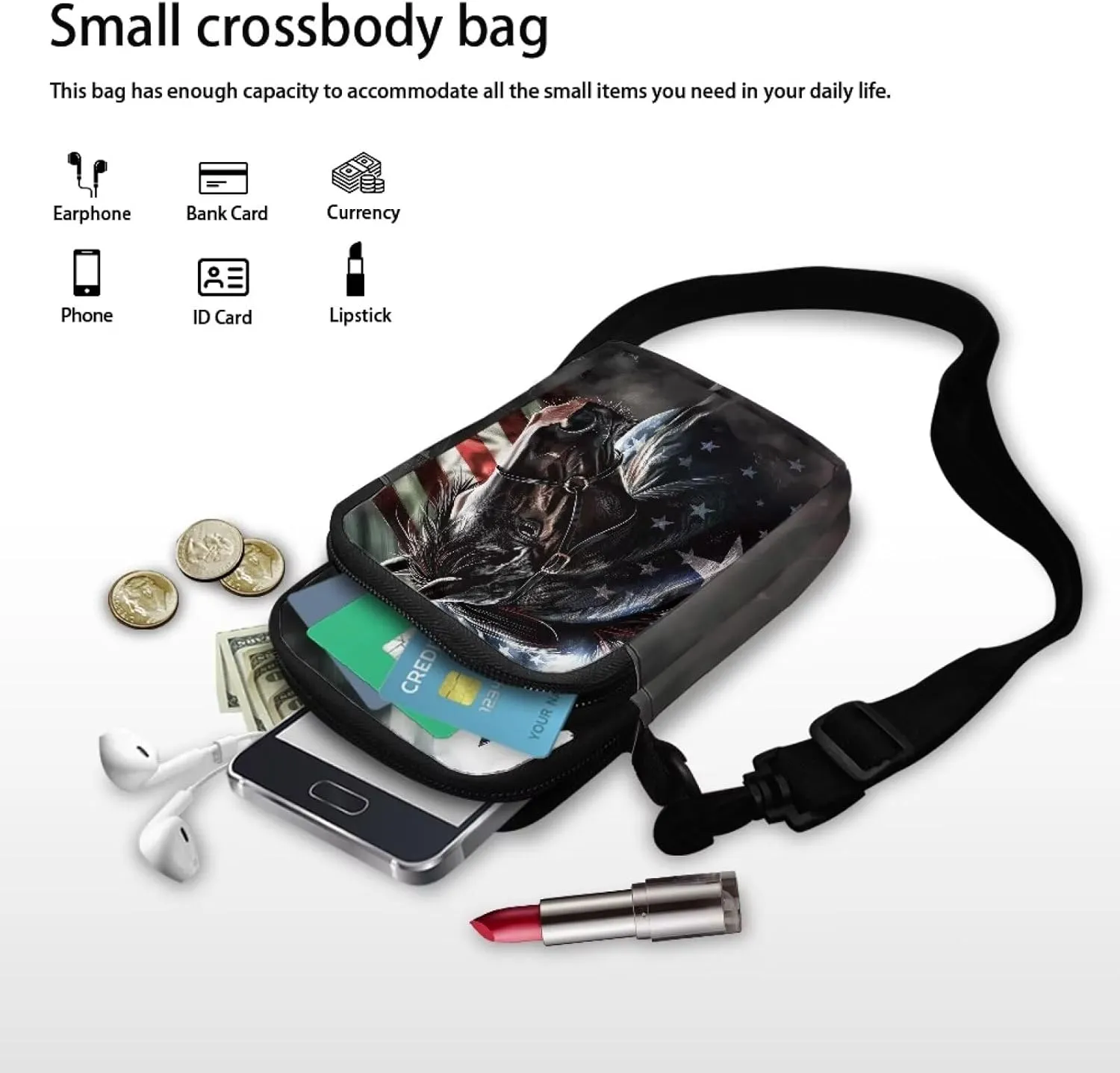 2 Layer Small Crossbody Bags for Women Men, Messenger Bags Waist Case Pack