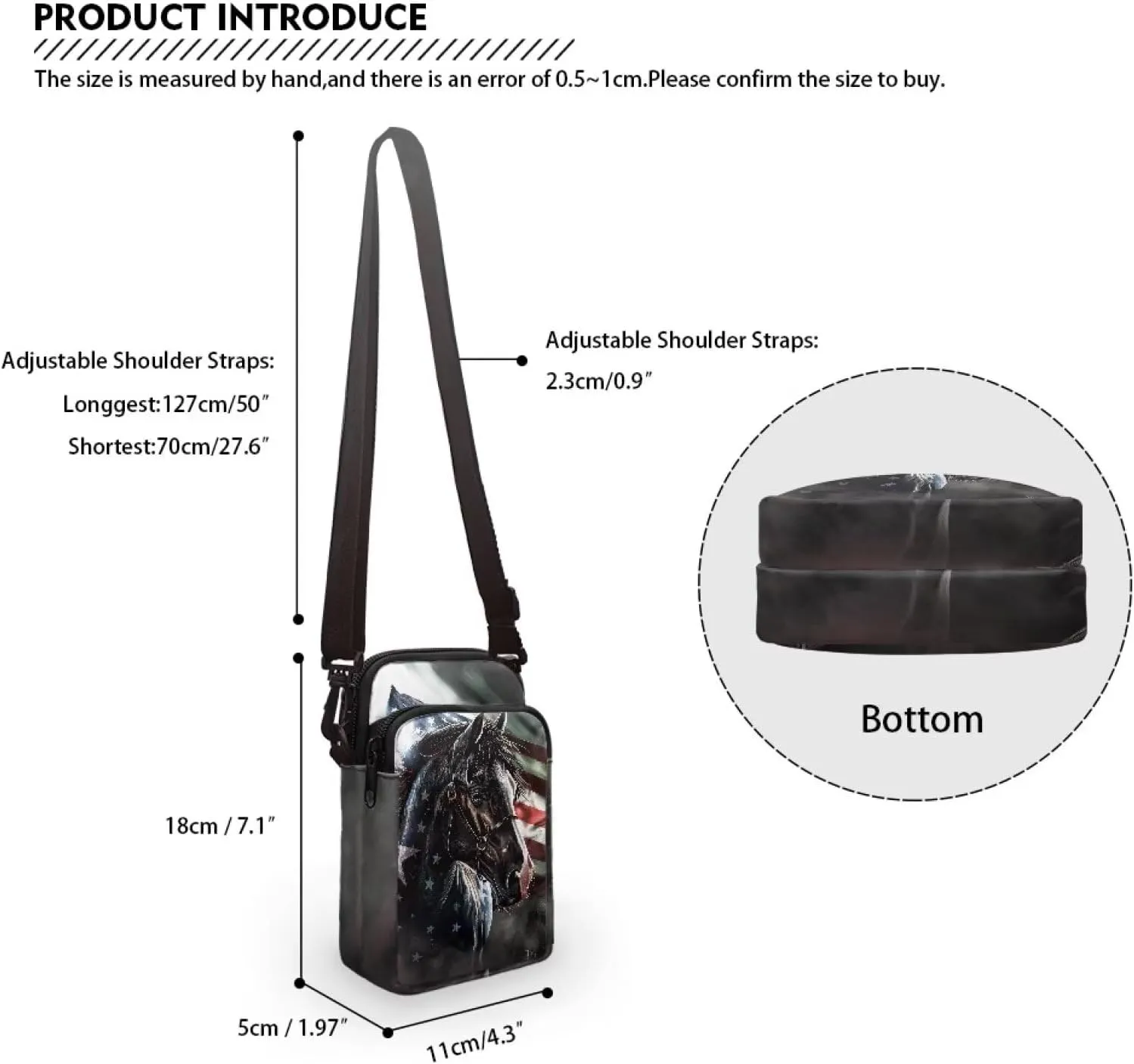 2 Layer Small Crossbody Bags for Women Men, Messenger Bags Waist Case Pack