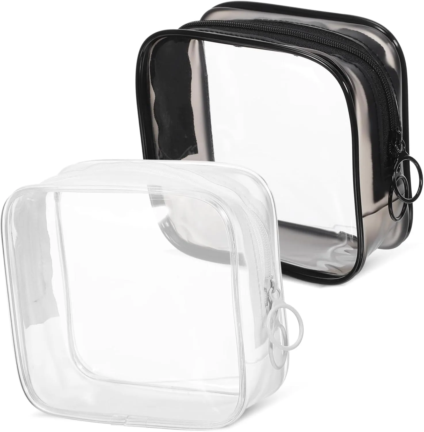 2 Pcs Clear Makeup Bags Travel Toiletry Pouch Stylish Organizer for Cosmetics Ample Capacity and Transparent Design Compact