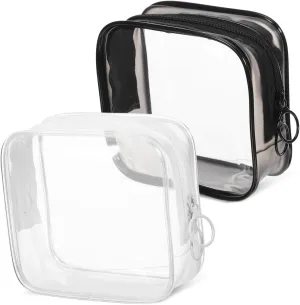 2 Pcs Clear Makeup Bags Travel Toiletry Pouch Stylish Organizer for Cosmetics Ample Capacity and Transparent Design Compact