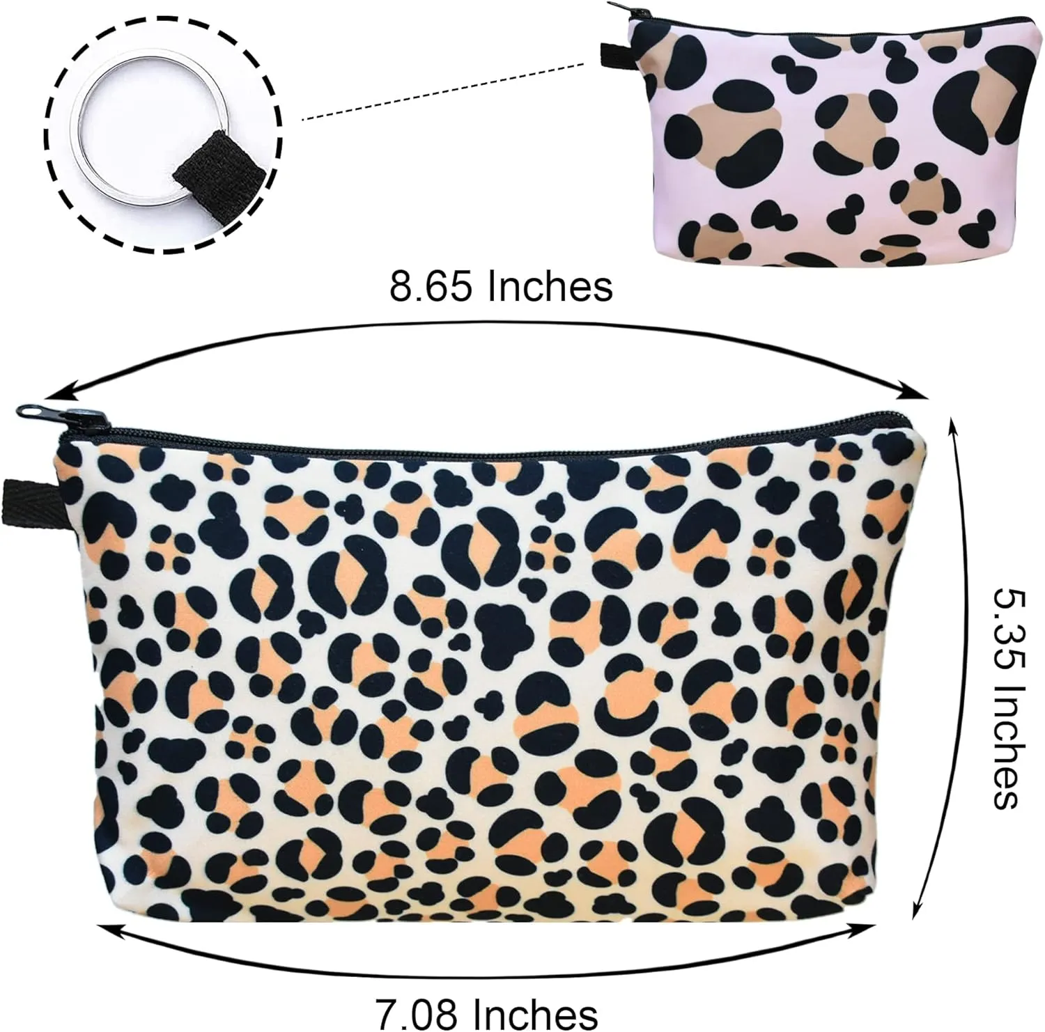 2 Pcs Cosmetic Bag for Women Small Make Up Bag Waterproof Travel Toiletries Pouch with Zipper for Organizing Small Items, Gift Bags for Birthday Christmas(Leopard Print)