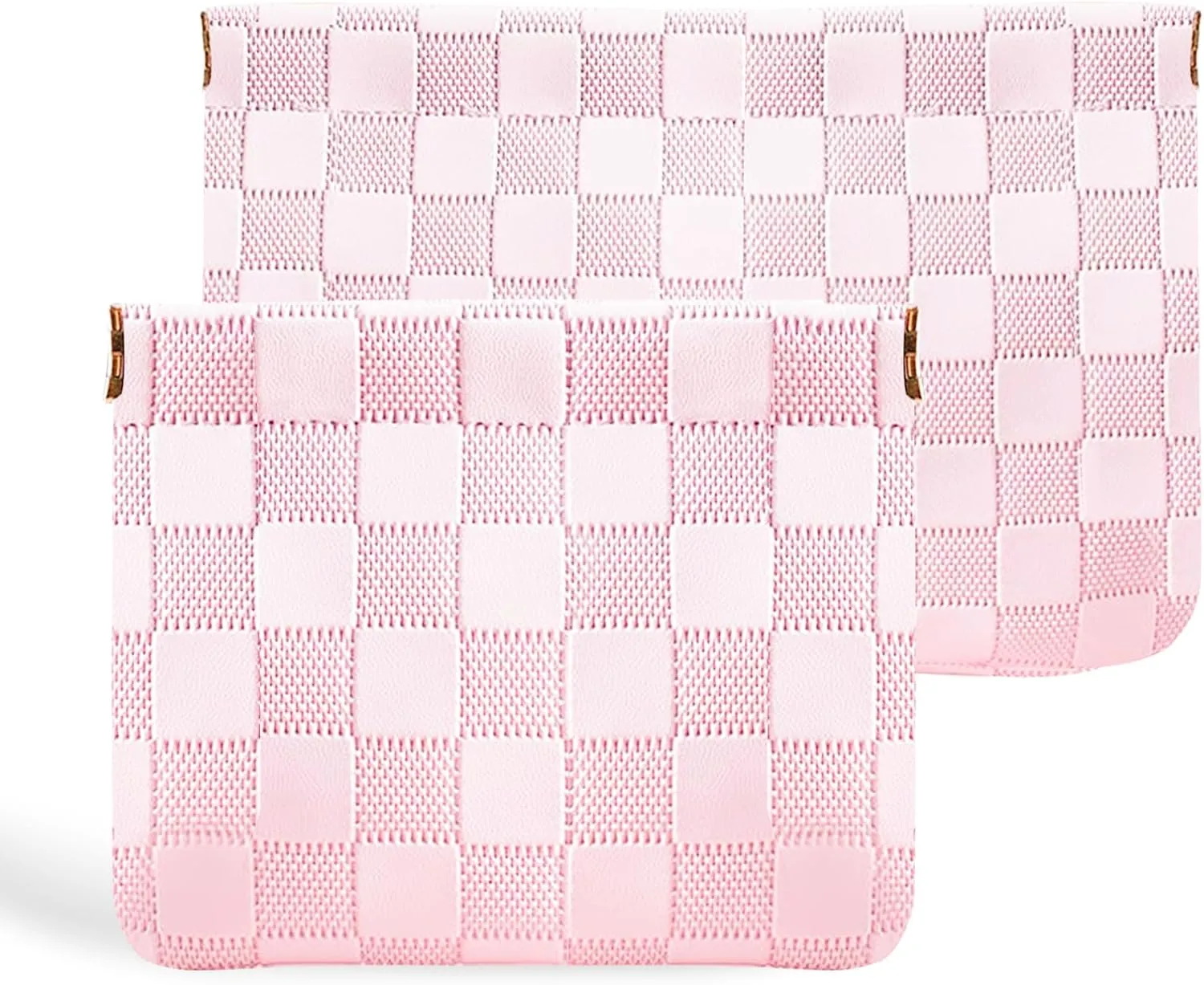 2 Pcs Small Purse Pouch Makeup Bag, Portable Leather Waterproof Travel Cosmetic Toiletry Bag Organizer Pink