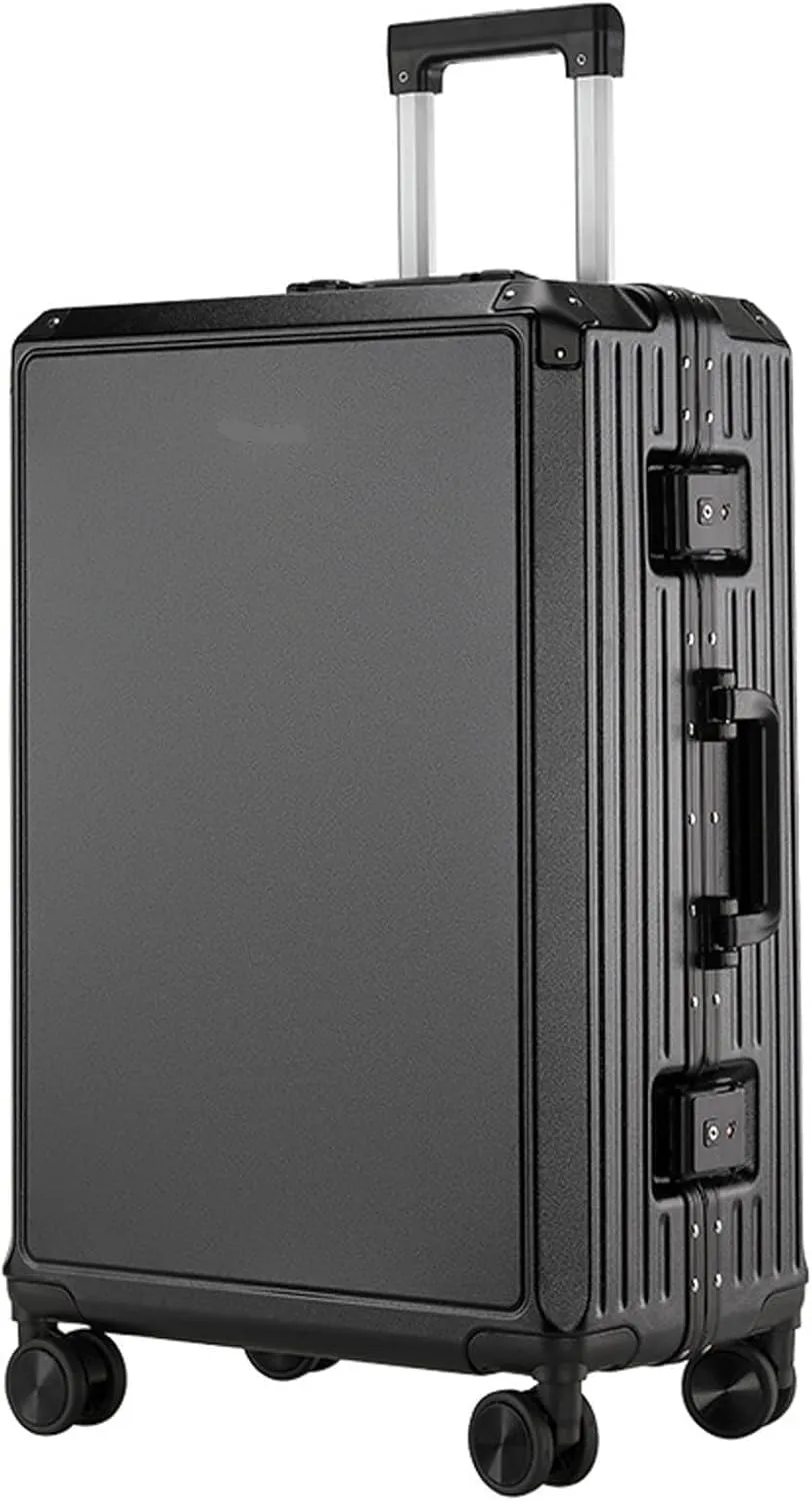 22-Inch Zipperless Cabin Suitcase - Affordable Carry-On Luggage with 4 Spinner Wheels(Black,24in)