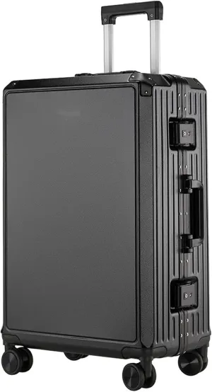 22-Inch Zipperless Cabin Suitcase - Affordable Carry-On Luggage with 4 Spinner Wheels(Black,24in)