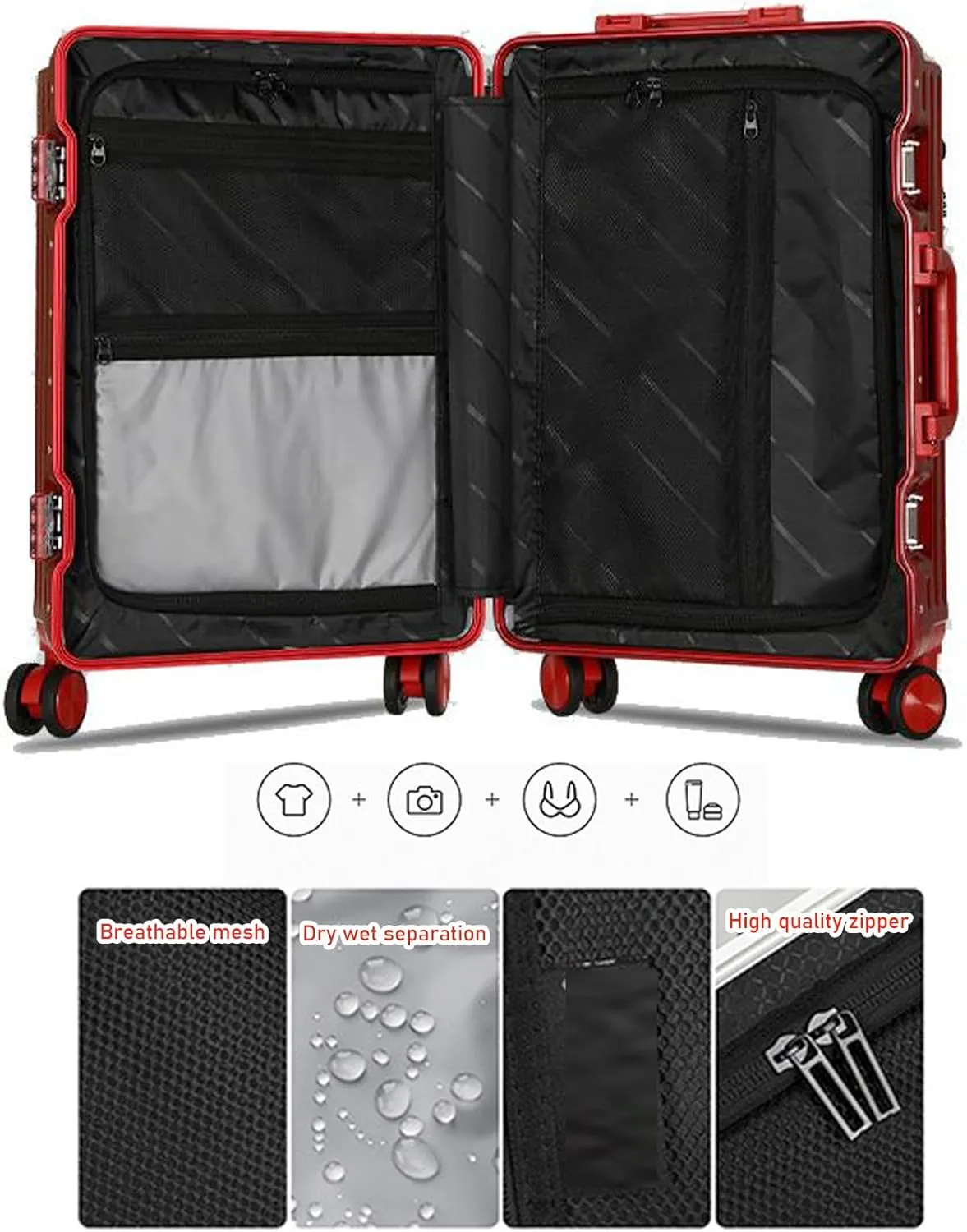 22-Inch Zipperless Cabin Suitcase - Affordable Carry-On Luggage with 4 Spinner Wheels(Black,24in)