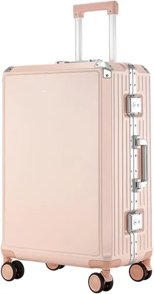 22-Inch Zipperless Cabin Suitcase - Affordable Carry-On Luggage with 4 Spinner Wheels(Pink,24in)