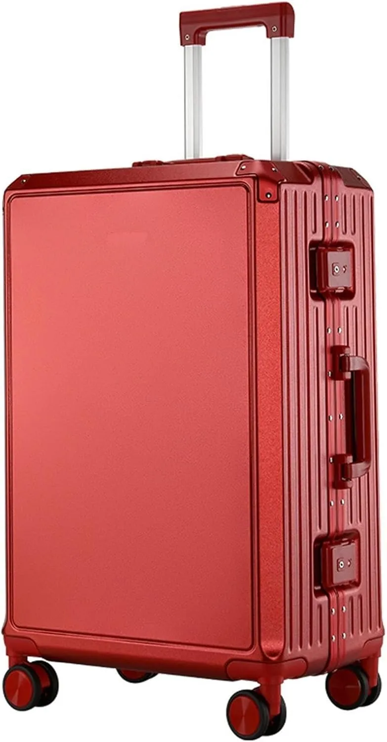 22-Inch Zipperless Cabin Suitcase - Affordable Carry-On Luggage with 4 Spinner Wheels(Red,24in)