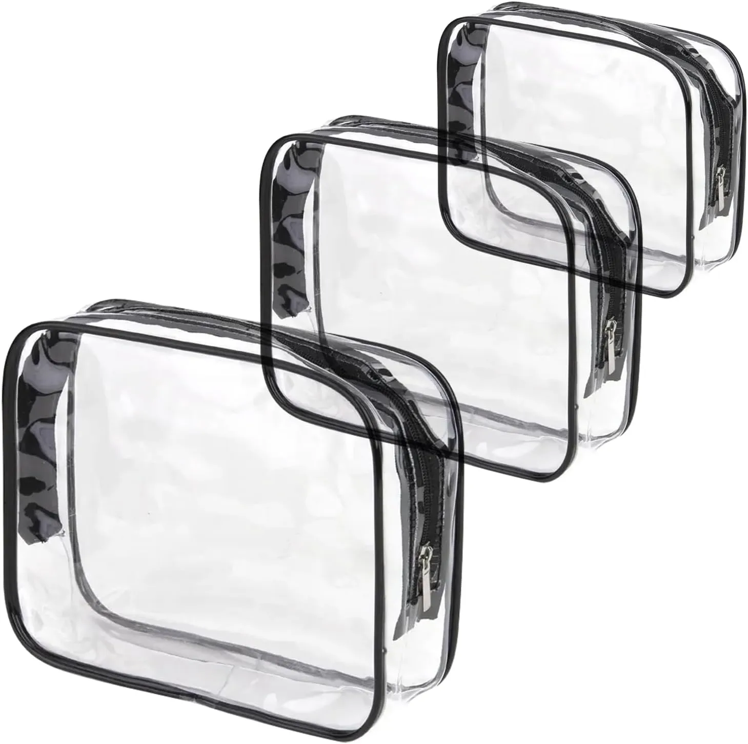 3 Pack Toiletry Bag, Clear Travel Bags for Toiletries, Leakproof Makeup and Cosmetic Organizer, Portable for Travel and Daily Use(M,L,XL3 sizes,Black)