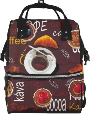 A Cup Of Black Coffee On A Saucer Diaper Bag Backpack Large Capacity Multifunction with Insulated Pockets Waterproof Baby Diaper Bags Baby Travel Essentials for Dads, Moms, Newborns
