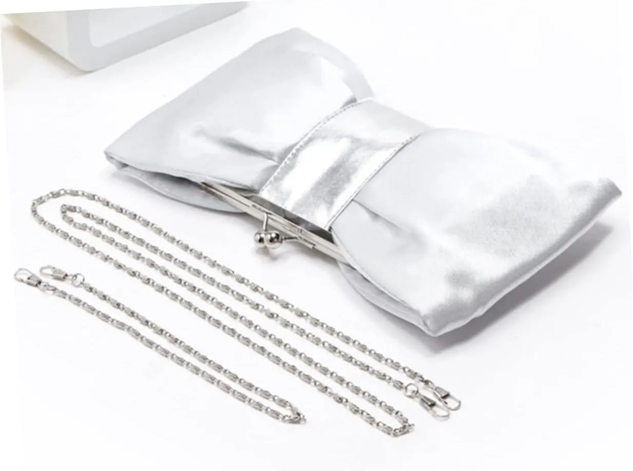 Amosfun 2pcs Evening Bag Satin Flap Bow Clutch Women Diagonal Package Dinner Bag Evening Clutch