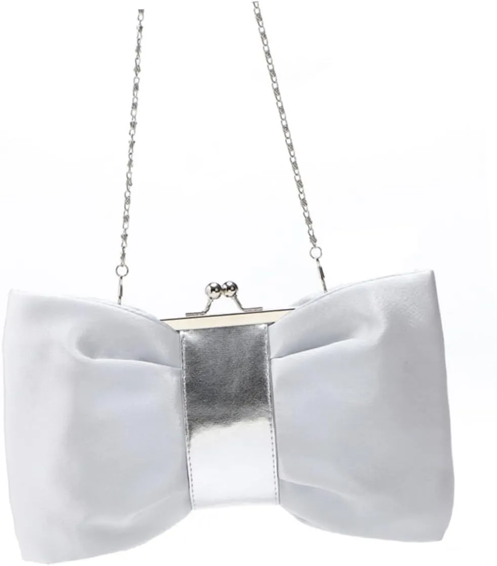 Amosfun 2pcs Evening Bag Satin Flap Bow Clutch Women Diagonal Package Dinner Bag Evening Clutch