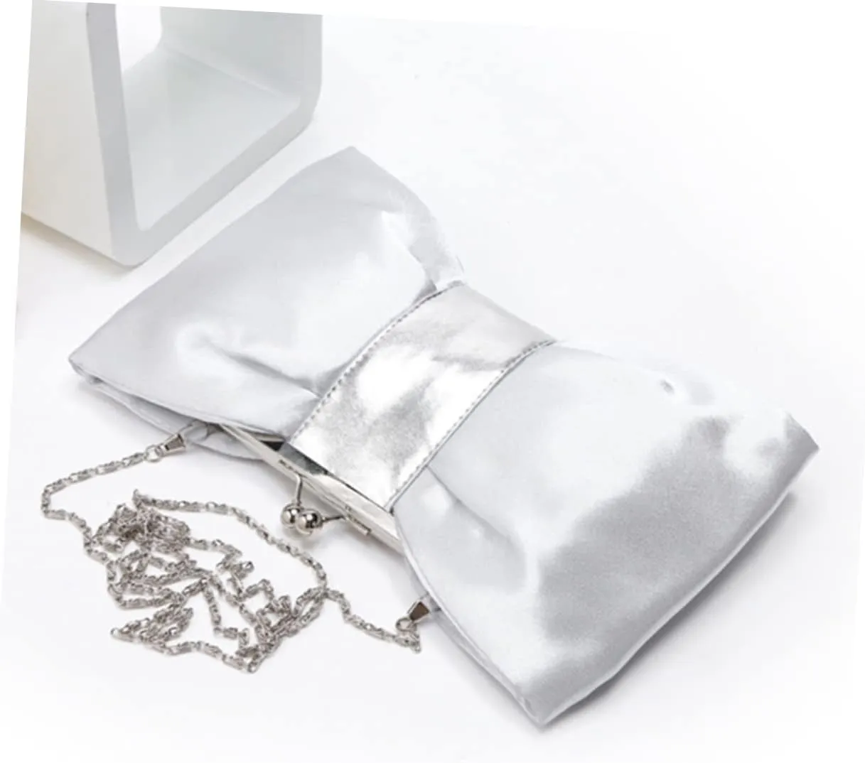 Amosfun 2pcs Evening Bag Satin Flap Bow Clutch Women Diagonal Package Dinner Bag Evening Clutch