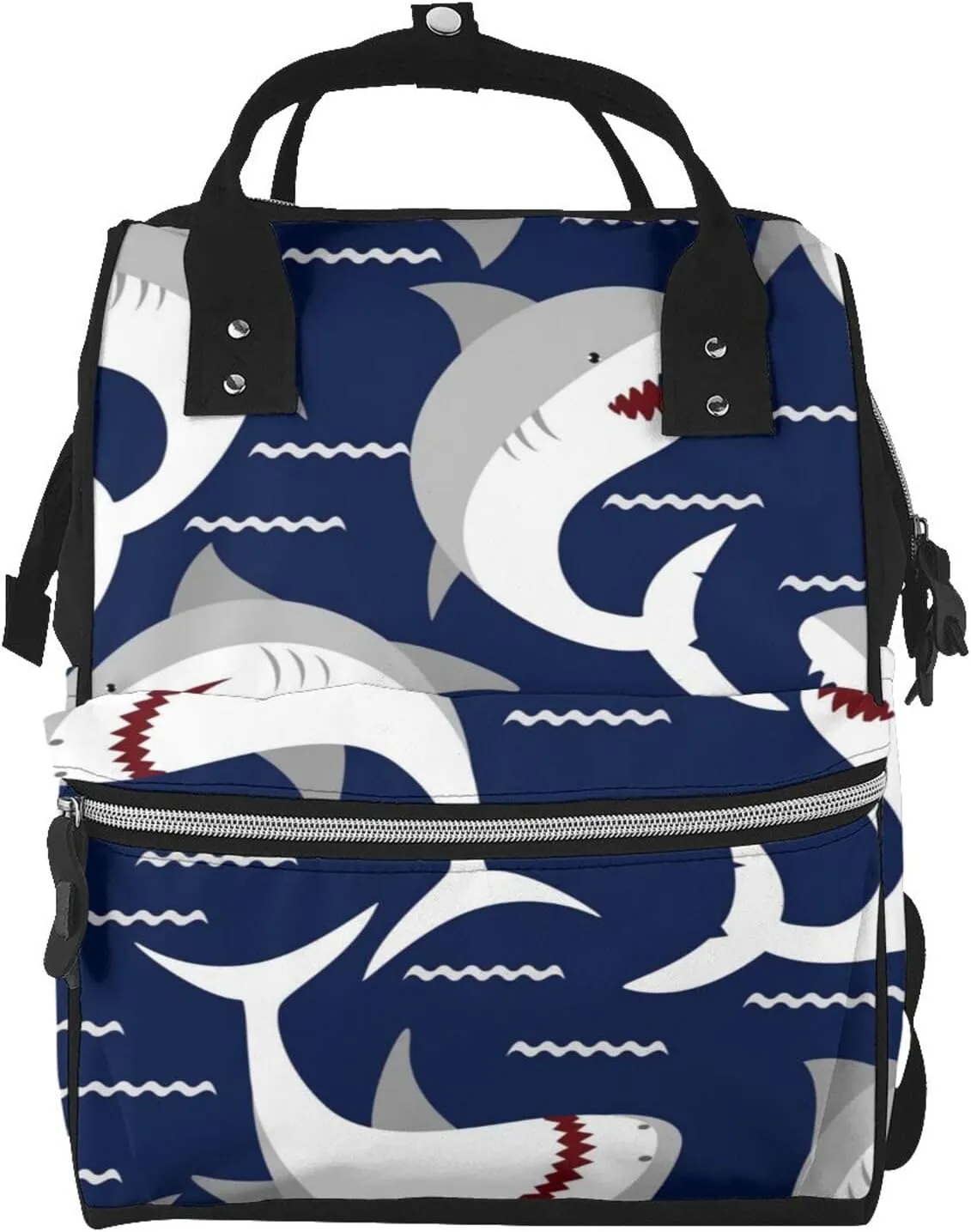 Angry Shark Diaper Bag Backpack Large Capacity Multifunction with Insulated Pockets Waterproof Baby Diaper Bags Baby Travel Essentials for Dads, Moms, Newborns