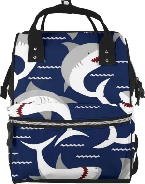 Angry Shark Diaper Bag Backpack Large Capacity Multifunction with Insulated Pockets Waterproof Baby Diaper Bags Baby Travel Essentials for Dads, Moms, Newborns