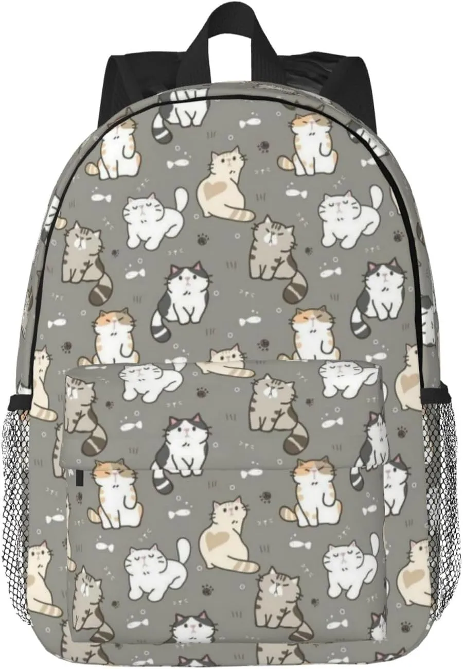 ASYG Cute Cat Casual Daypack Bags Cartoon Cat Laptop Backpack Cat Bags For Women Men