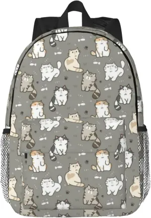 ASYG Cute Cat Casual Daypack Bags Cartoon Cat Laptop Backpack Cat Bags For Women Men