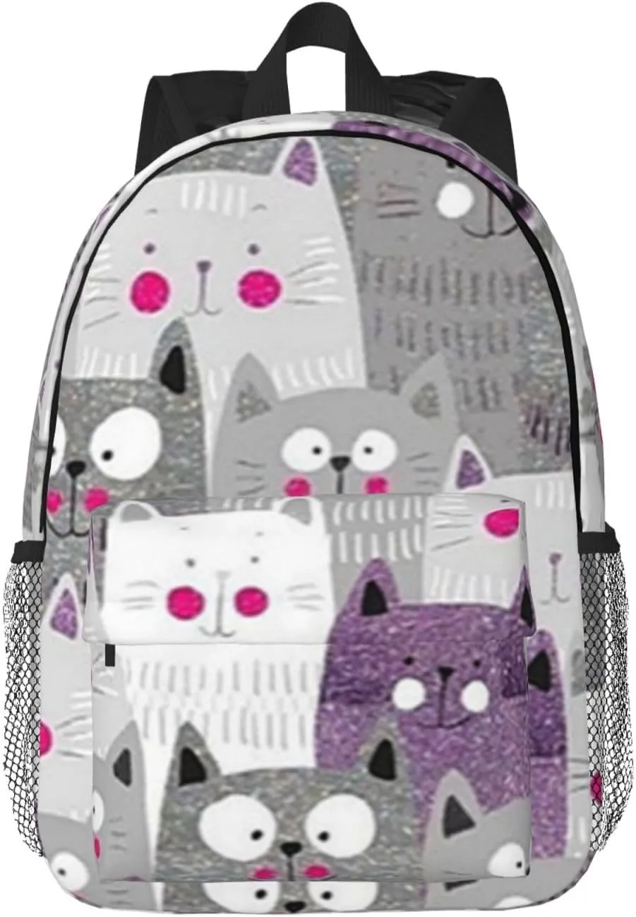 ASYG Cute Cat Casual Daypack Bags Cartoon Cat Laptop Backpack Cat Bags For Women Men