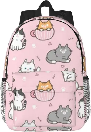 ASYG Cute Cat Casual Daypack Bags Cartoon Cat Laptop Backpack Cat Bags For Women Men