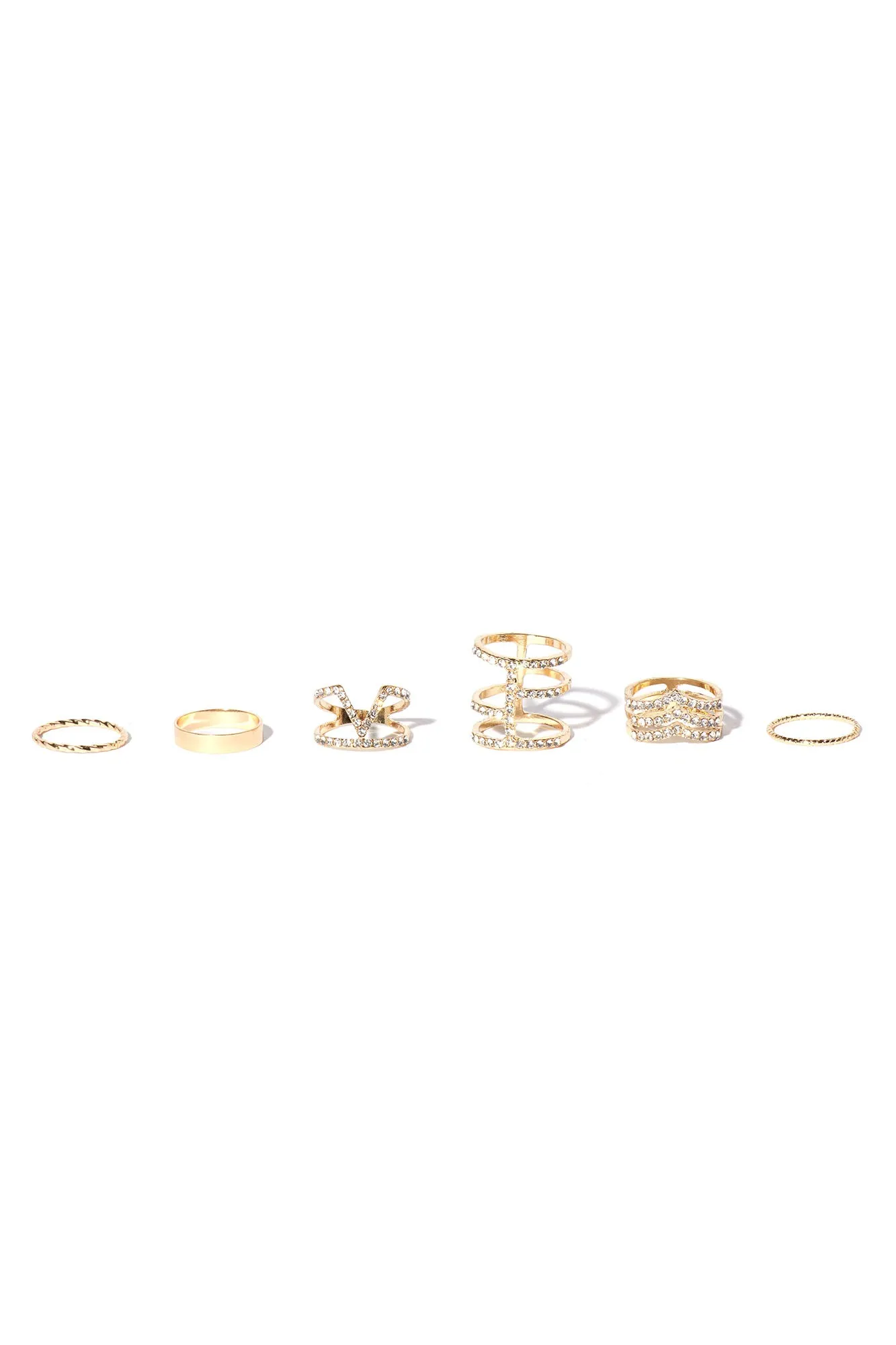 Attention Seeker 6 Piece Ring Set - Gold