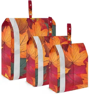 Autumn Maple Leaf Compression Packing Cubes, 3pcs Compressible Expandable Travel Packing Organizer, Travel Cubes for Suitcase Carry On