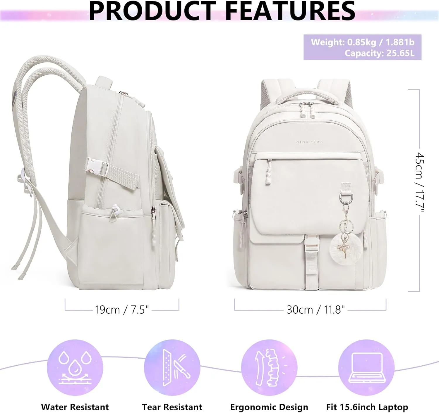 Backpack Travel Casual Daypack Bookbag for School, Multiple Pockets Schoolbag for Teen Girls