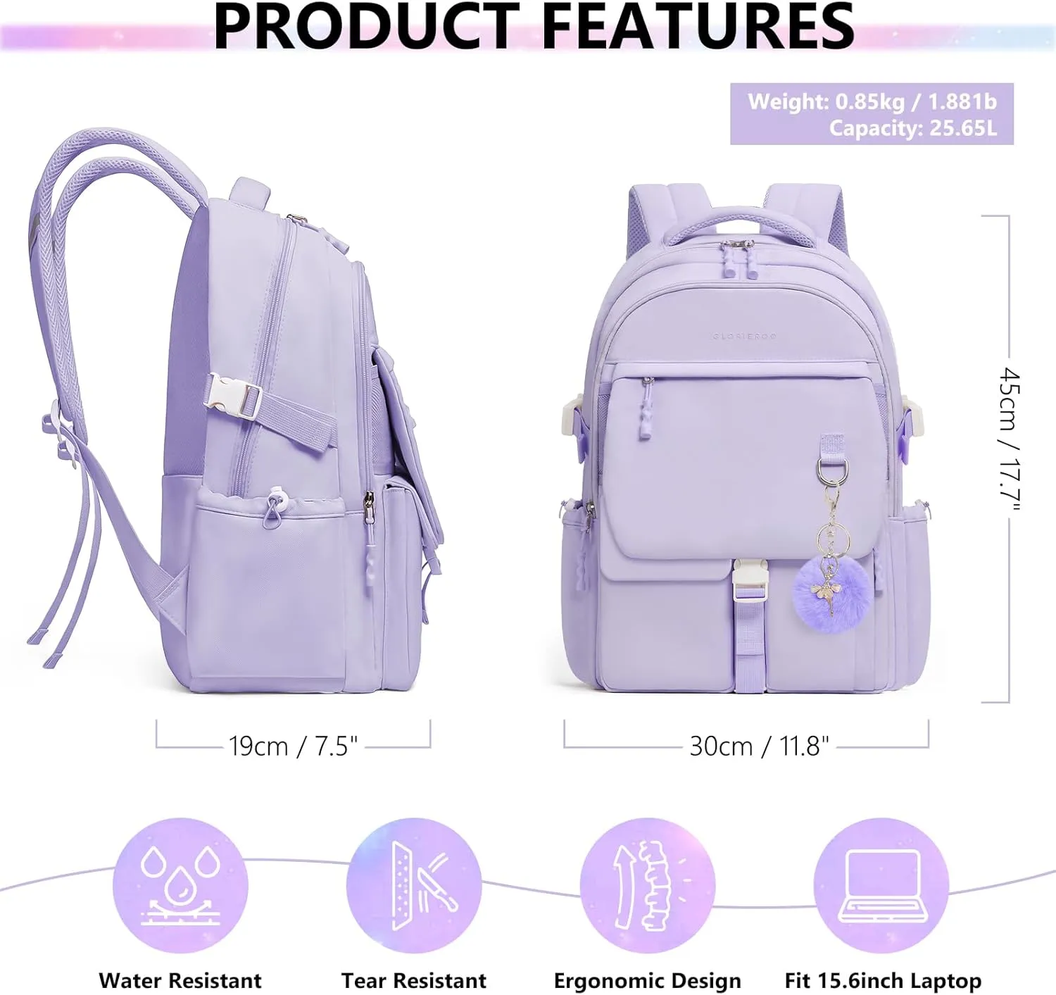 Backpack Travel Casual Daypack Bookbag for School, Multiple Pockets Schoolbag for Teen Girls