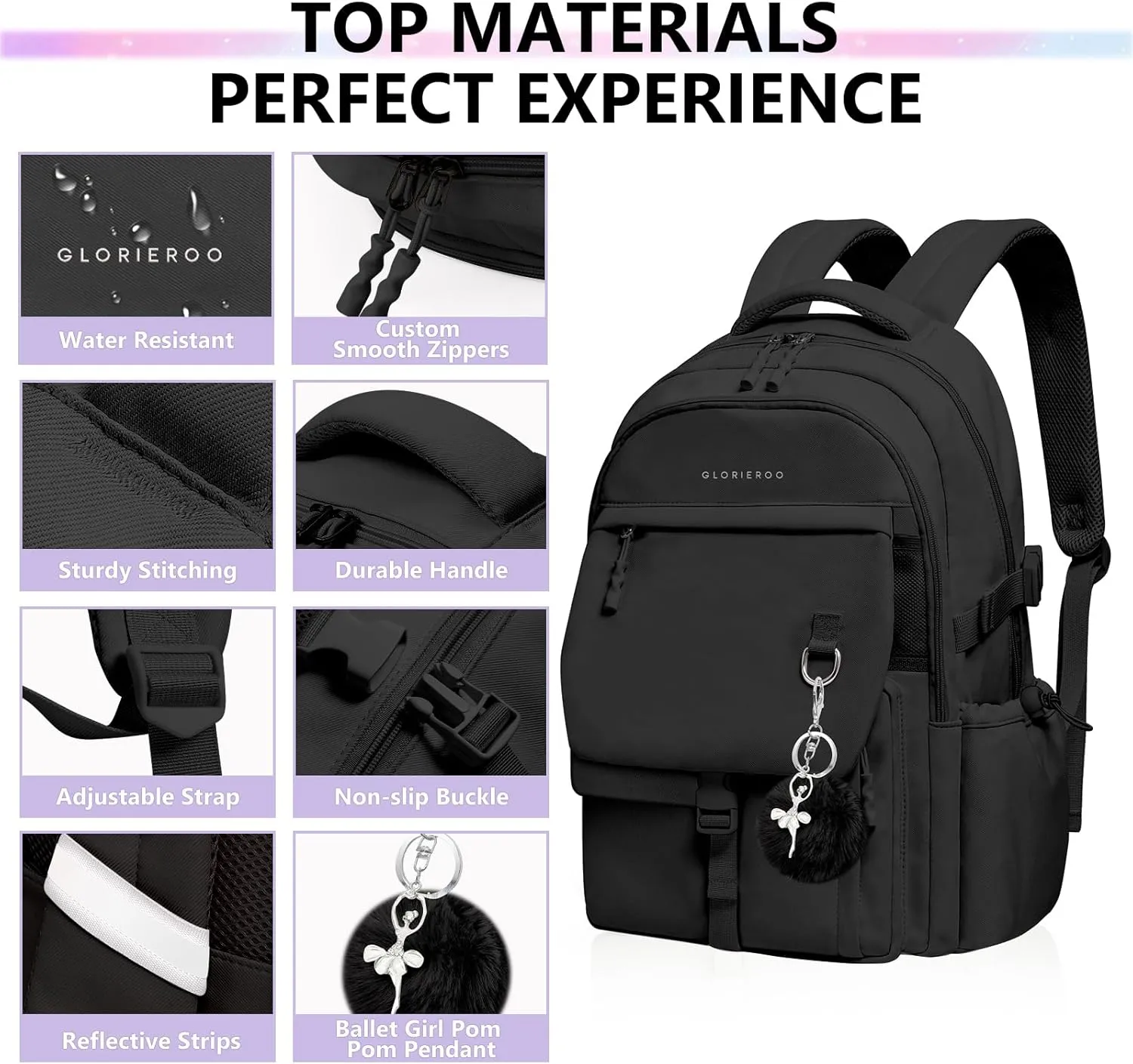 Backpack Travel Casual Daypack Bookbag for School, Multiple Pockets Schoolbag for Teen Girls