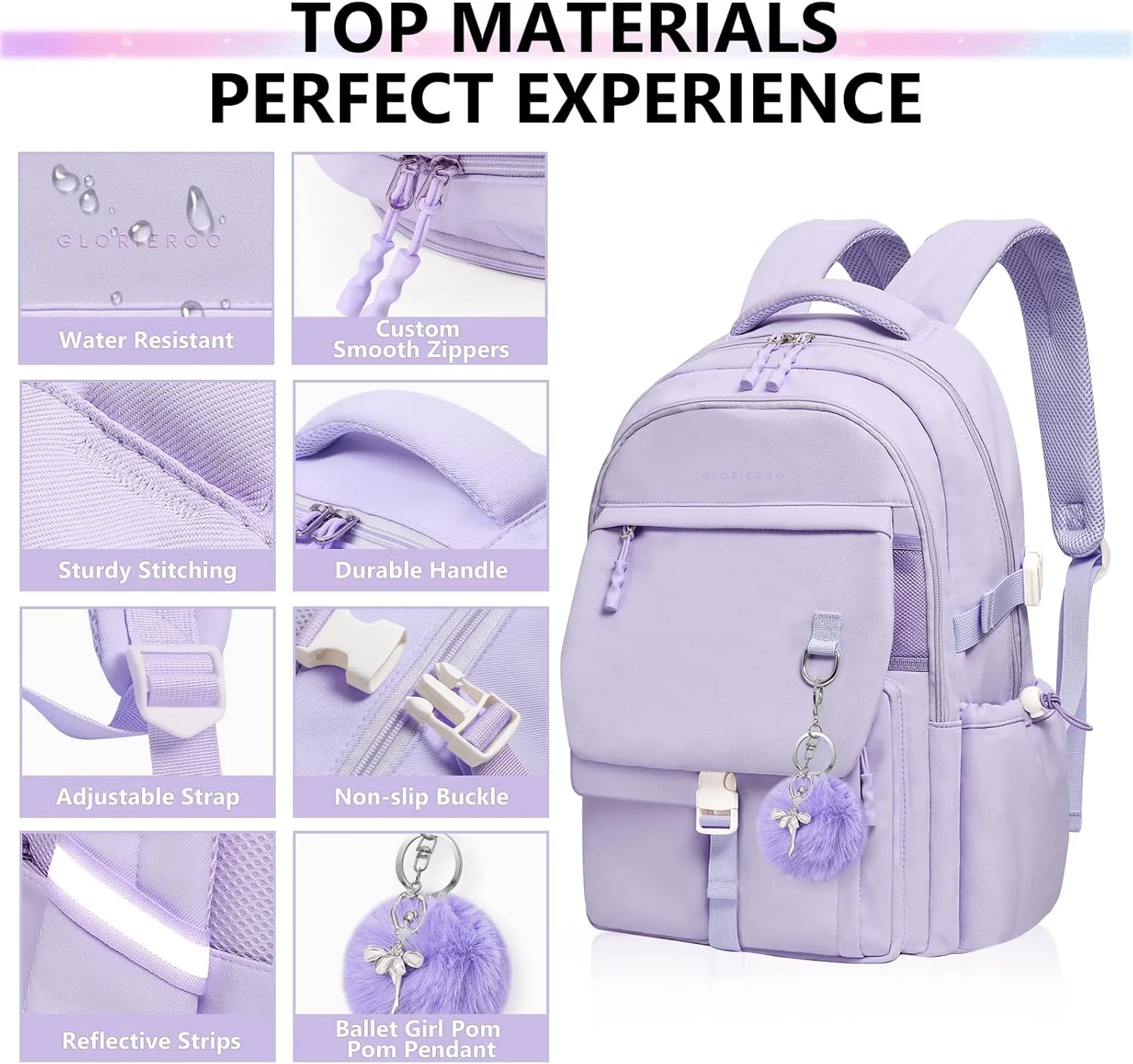 Backpack Travel Casual Daypack Bookbag for School, Multiple Pockets Schoolbag for Teen Girls
