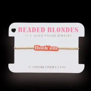 BB Hook'Em Word Gold Bracelet