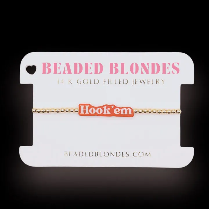 BB Hook'Em Word Gold Bracelet