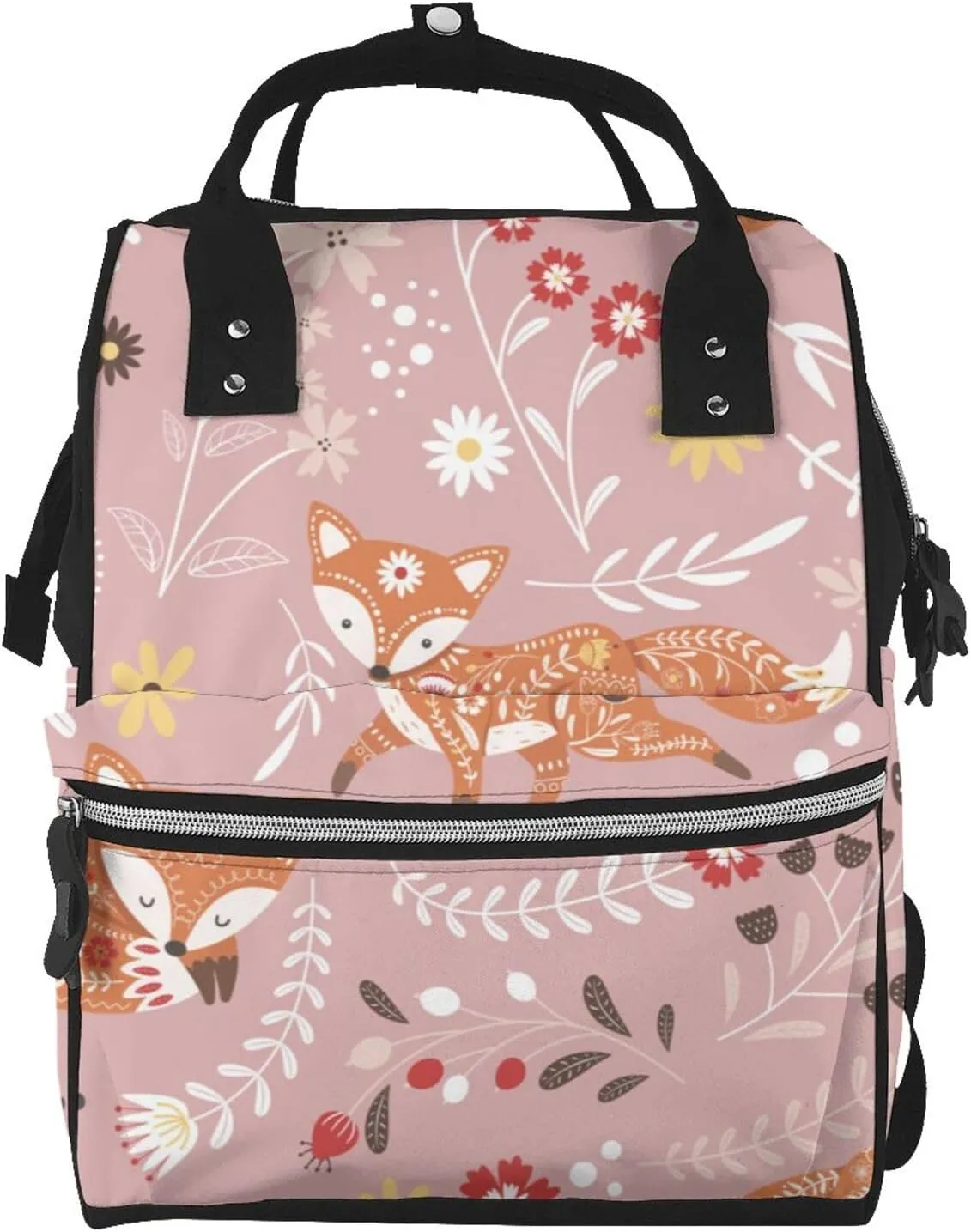 Beautiful Fox Diaper Bag Backpack Large Capacity Multifunction with Insulated Pockets Waterproof Baby Diaper Bags Baby Travel Essentials for Dads, Moms, Newborns