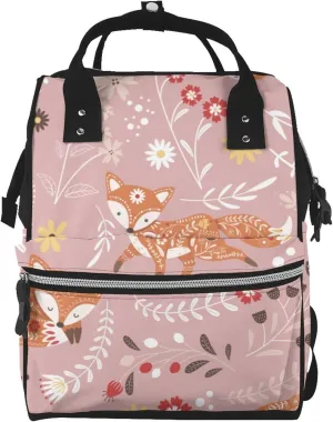 Beautiful Fox Diaper Bag Backpack Large Capacity Multifunction with Insulated Pockets Waterproof Baby Diaper Bags Baby Travel Essentials for Dads, Moms, Newborns