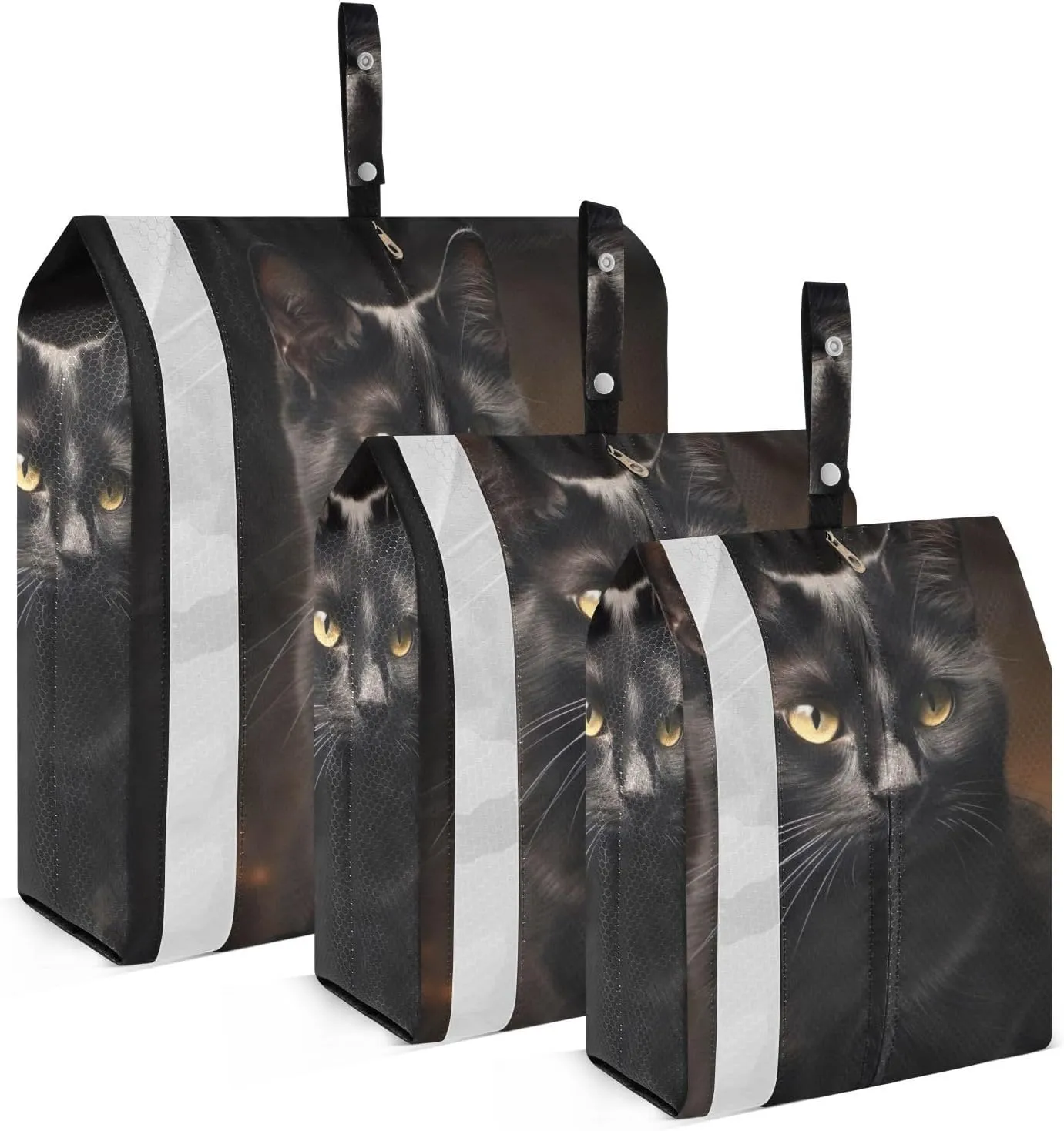 Black Cat Compression Packing Cubes, 3pcs Compressible Expandable Travel Packing Organizer, Travel Cubes for Suitcase Carry On