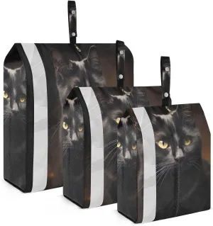 Black Cat Compression Packing Cubes, 3pcs Compressible Expandable Travel Packing Organizer, Travel Cubes for Suitcase Carry On