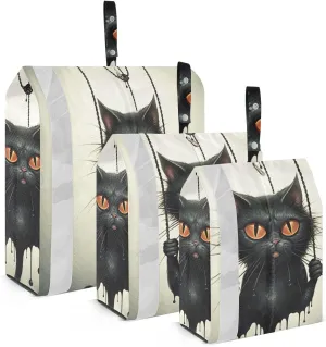 Black Cat Compression Packing Cubes, 3pcs Compressible Expandable Travel Packing Organizer, Travel Cubes for Suitcase Carry On