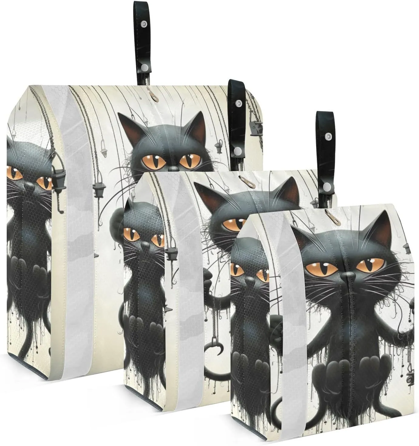 Black Cat Compression Packing Cubes, 3pcs Compressible Expandable Travel Packing Organizer, Travel Cubes for Suitcase Carry On