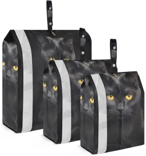 Black Cat Compression Packing Cubes, 3pcs Compressible Expandable Travel Packing Organizer, Travel Cubes for Suitcase Carry On