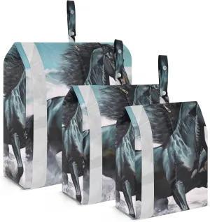 Black Horse Compression Packing Cubes, 3pcs Compressible Expandable Travel Packing Organizer, Travel Cubes for Suitcase Carry On