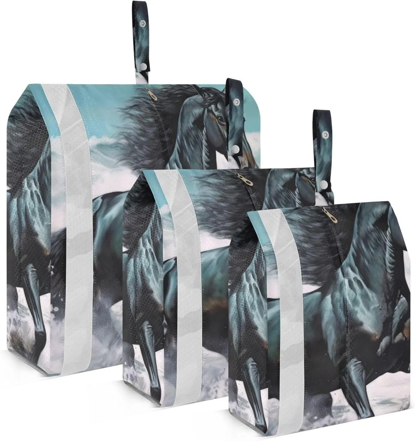 Black Horse Compression Packing Cubes, 3pcs Compressible Expandable Travel Packing Organizer, Travel Cubes for Suitcase Carry On