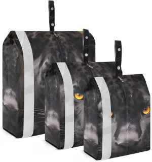 Black Leopard Compression Packing Cubes, 3pcs Compressible Expandable Travel Packing Organizer, Travel Cubes for Suitcase Carry On