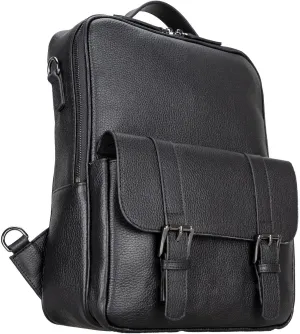BLACKBROOK Premium Leather Backpack, Hazel Luxurious Genuine Leather Protective Travel Carrying Bag & Backpack, Laptop Bag, Case (Black)