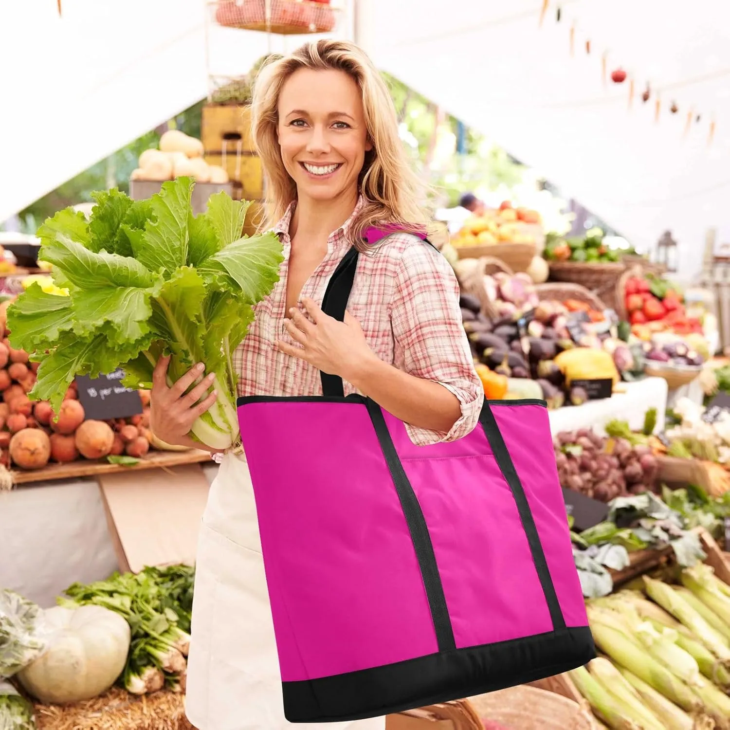 Blue Light Tote Bag for Women Reusable Grocery Bags Insulated Cooler Bag Totes Handbags Shopping Bags