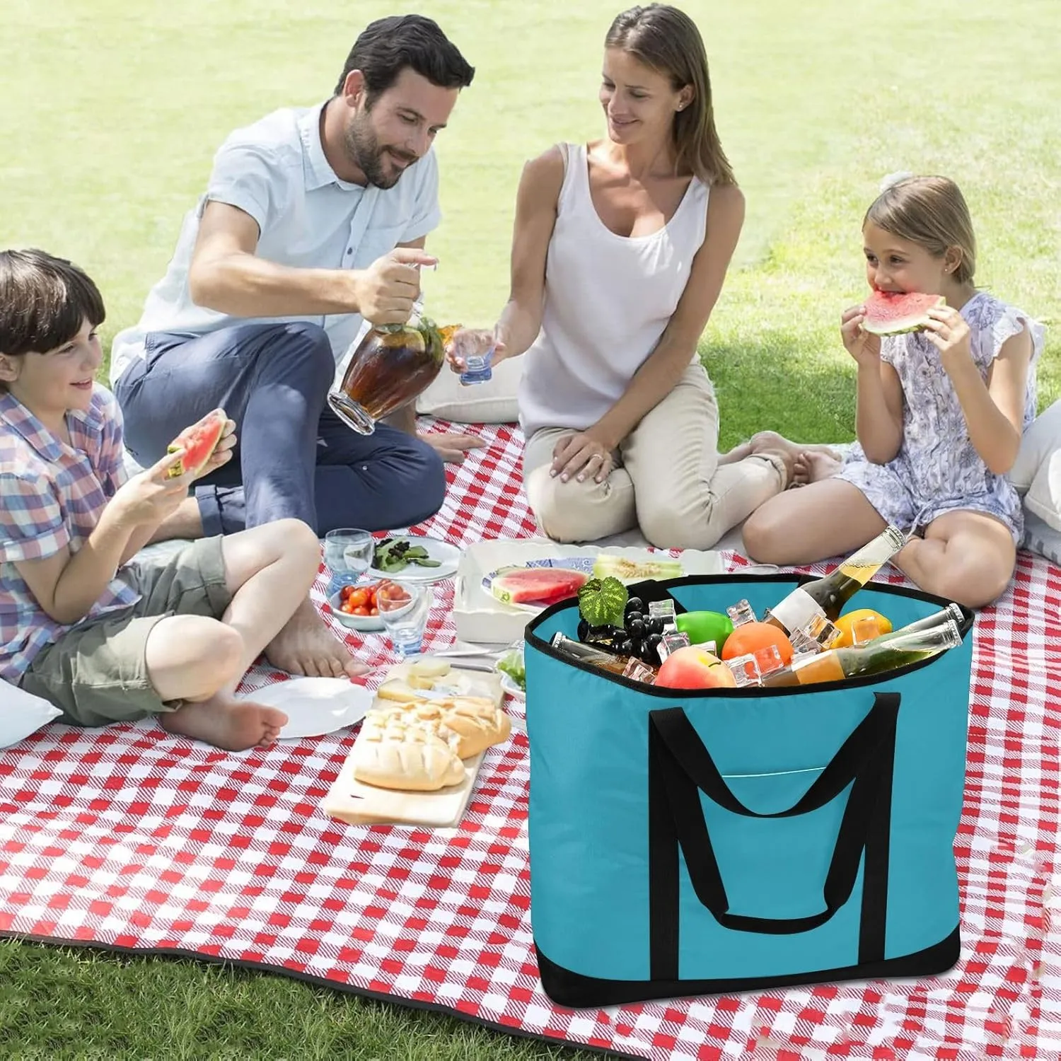 Blue Light Tote Bag for Women Reusable Grocery Bags Insulated Cooler Bag Totes Handbags Shopping Bags
