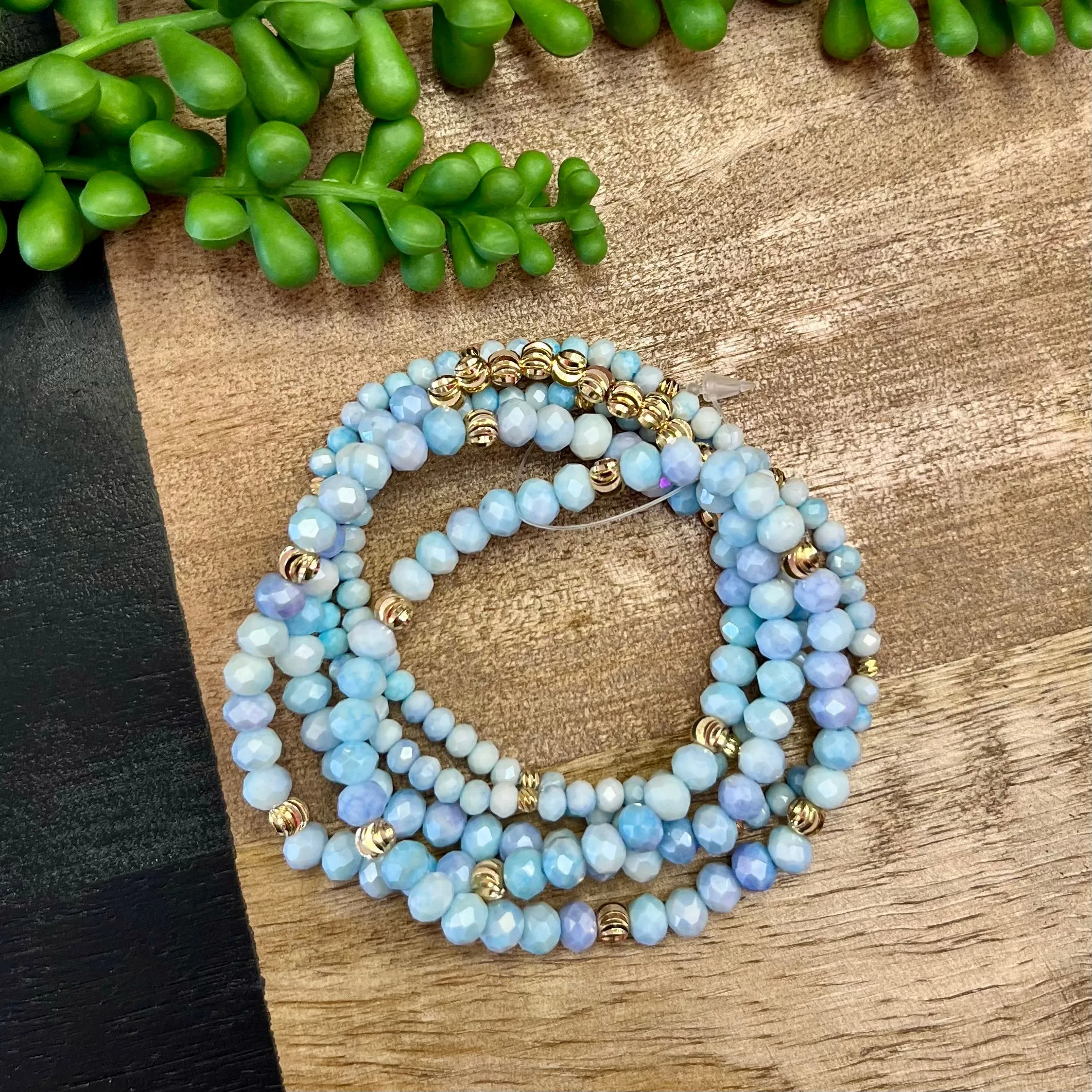 Blue Tone & Gold 5 Bracelet Set