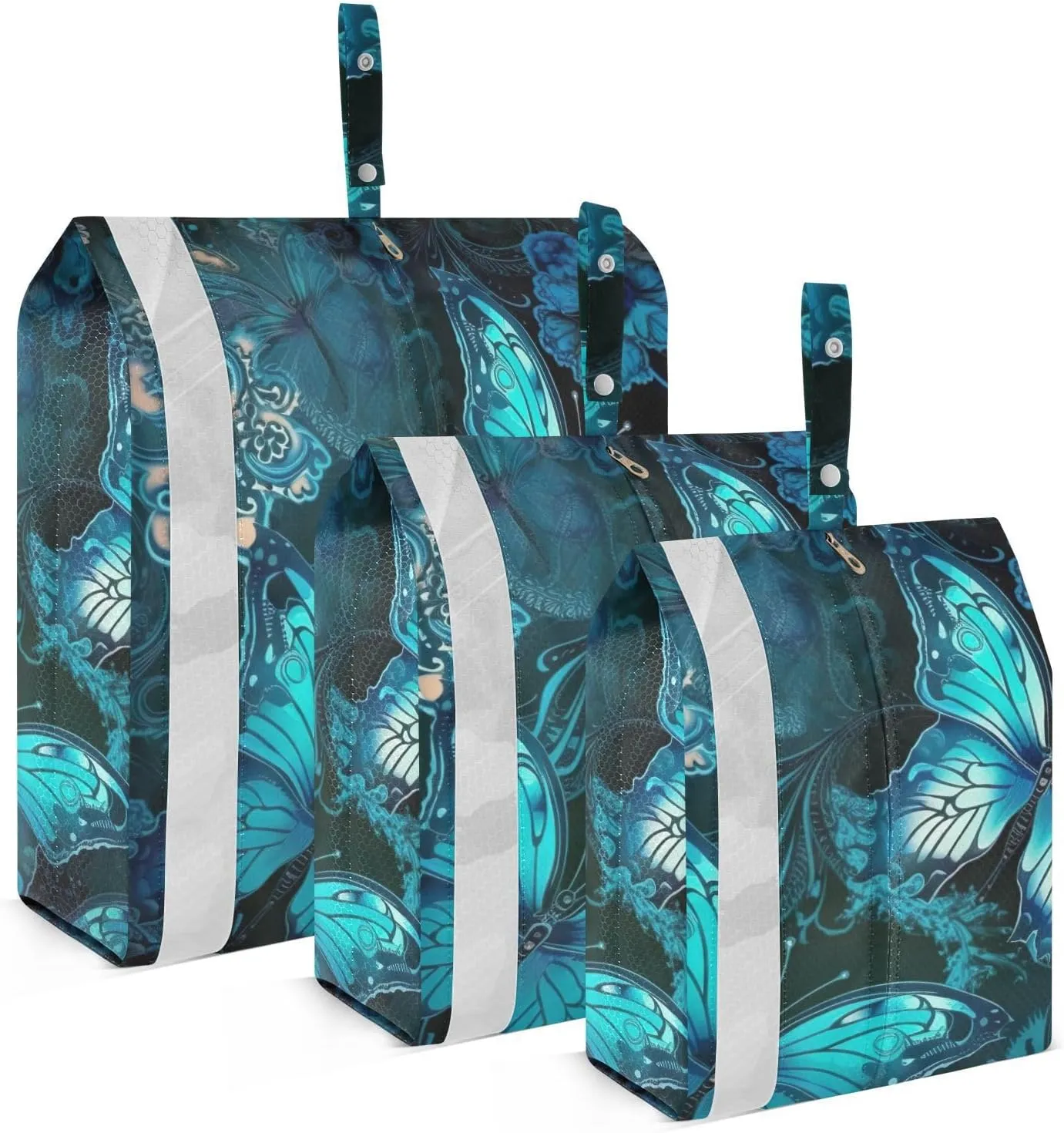 Bluee Butterfly Compression Packing Cubes, 3pcs Compressible Expandable Travel Packing Organizer, Travel Cubes for Suitcase Carry On