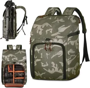 BOLOSTA Camera Bag Professional Camera Backpack for DSLR SLR Camera Backpack for Photographers Large Capacity Camouflage Waterproof Travel Backpack with 15.6" Laptop Compartment & Tripod Holder