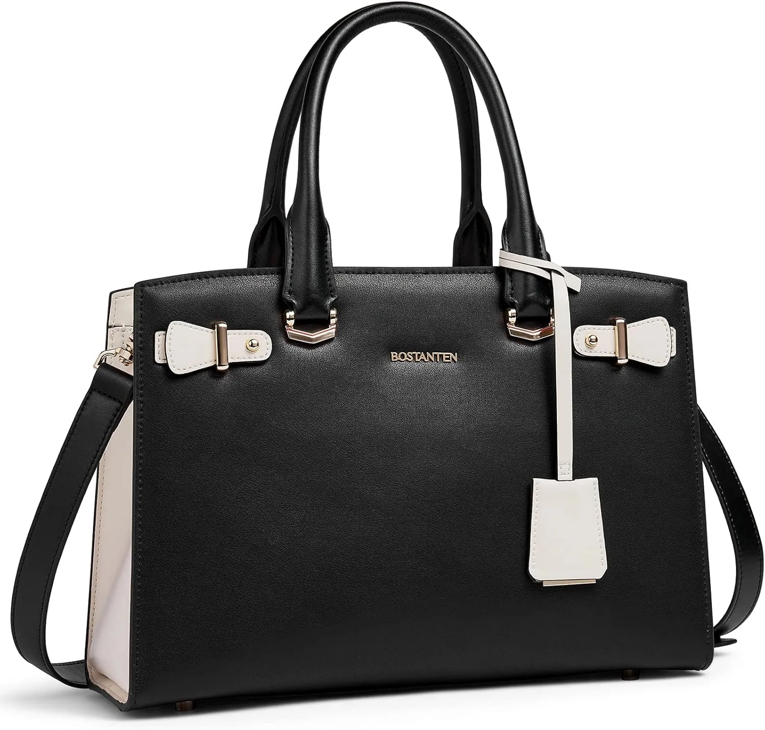 BOSTANTEN Genuine Leather Wallets for Women Bundled with Satchel Purses Top Handle Shoulder Totes Crossbody Bag Black