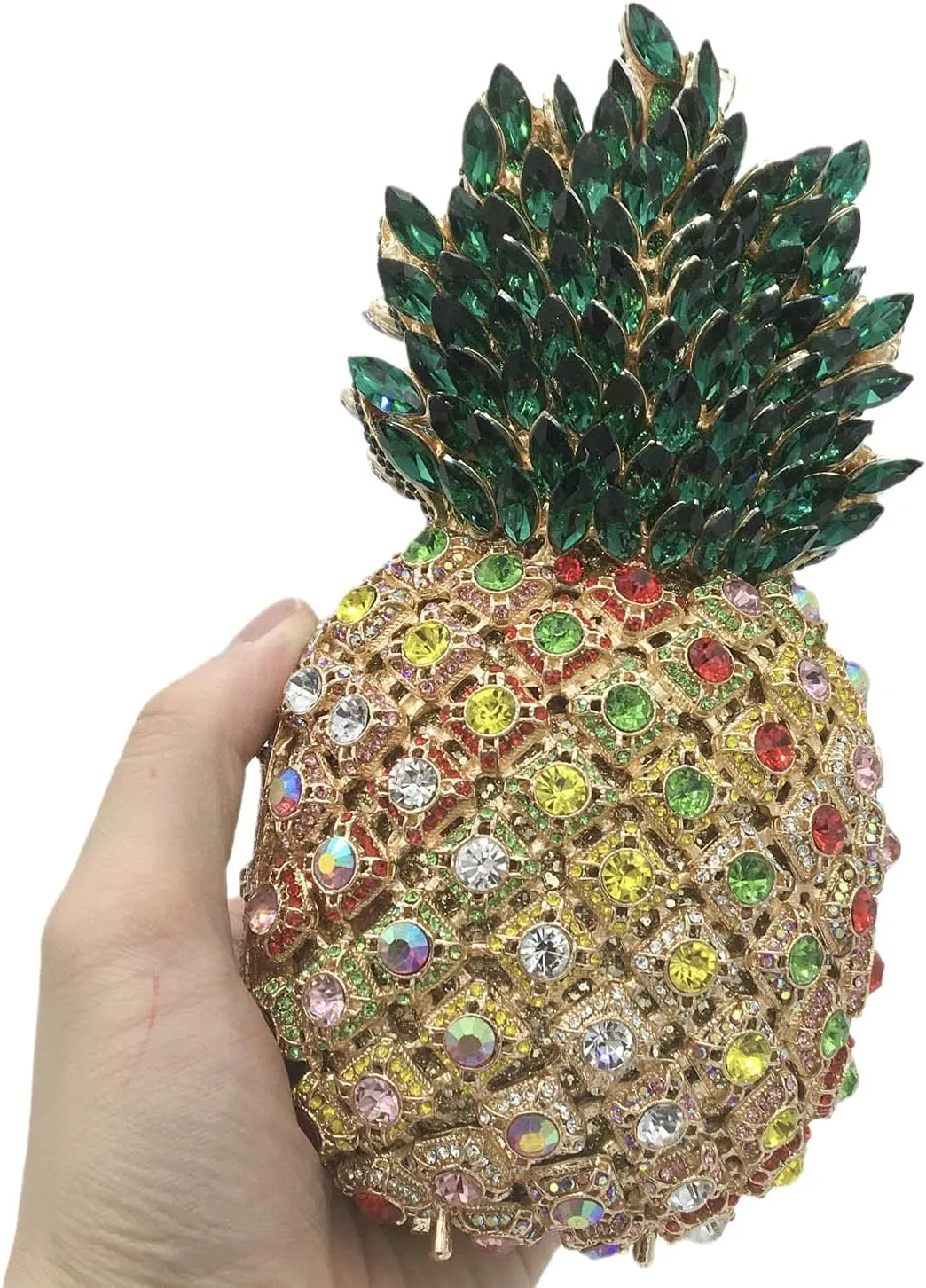 Boutique De FGG Pineapple Crystal Evening Bags and Clutches for Women Formal Dinner Purses Party Rhinestones Handbags