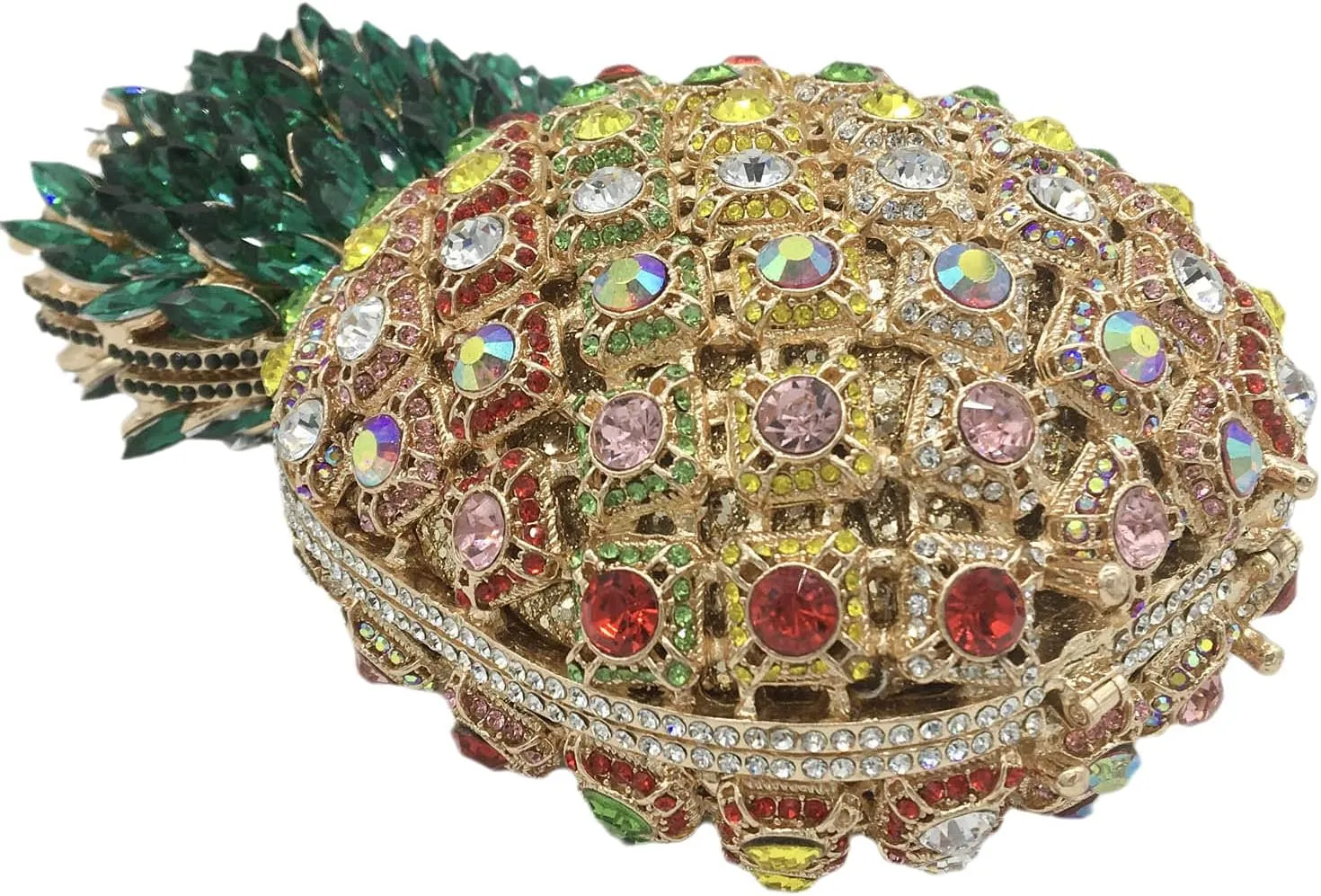 Boutique De FGG Pineapple Crystal Evening Bags and Clutches for Women Formal Dinner Purses Party Rhinestones Handbags